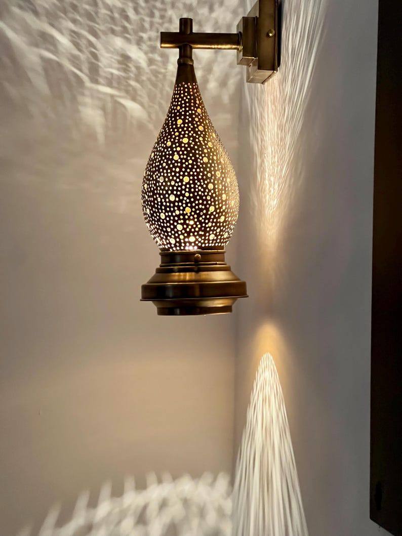 Moroccan Brass Wall Sconce Light