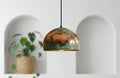 Green Patina Copper Dome Pendant Light - Rustic Farmhouse Lighting