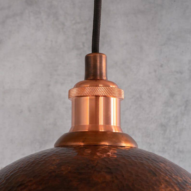 Oxidized Solid Copper Pendant Light, Ceiling Light Copper, Antique Copper Light Fixture, Hanging Light Copper, Kitchen Island Dome Light