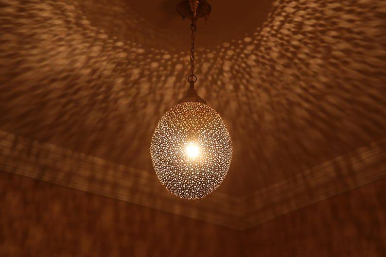 Moroccan brass ball pendant light