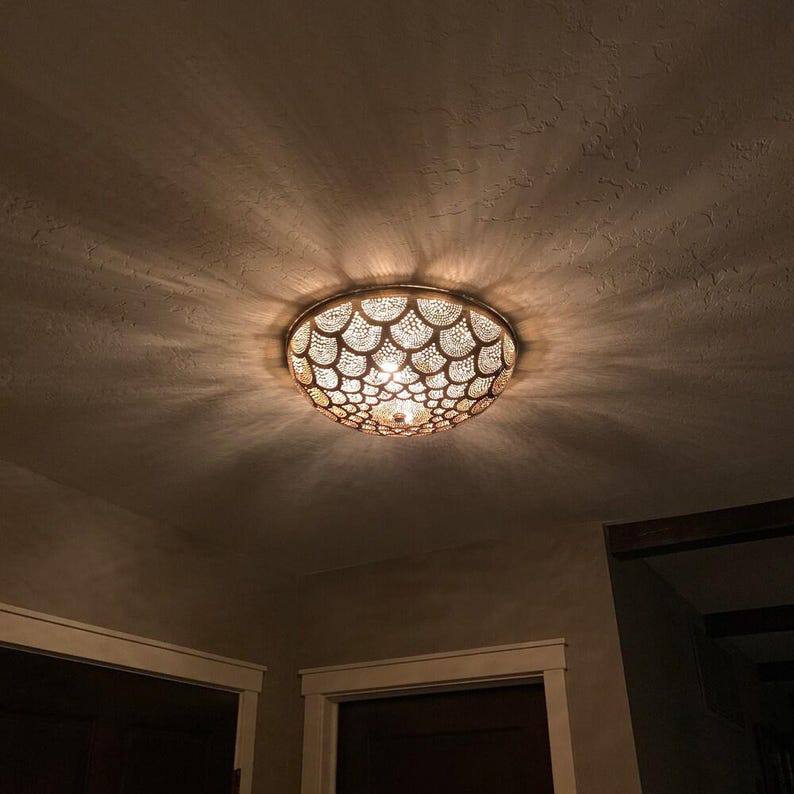 Handmade Moroccan Brass Pendant Light: Exotic Ceiling Chandelier
