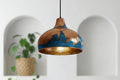 Blue Patina Copper Dome Pendant Light - Rustic Farmhouse Lighting